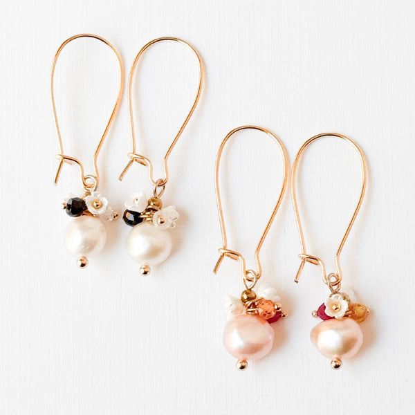 Festive Handmade Pearl Cluster Dangle Earrings