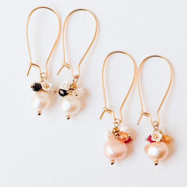 Festive Handmade Pearl Cluster Dangle Earrings