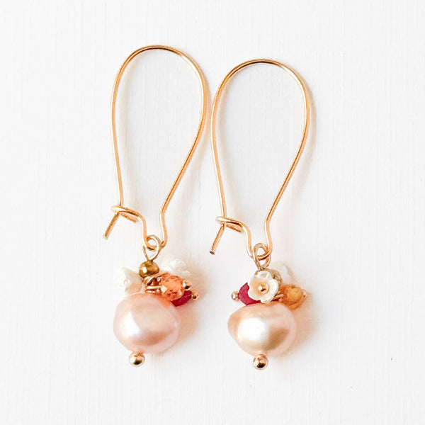 Festive Handmade Pearl Cluster Dangle Earrings