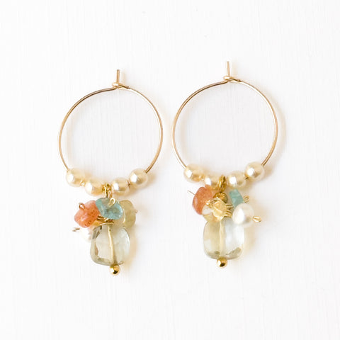 Gold Filled Hoops with Pearls, Crystals