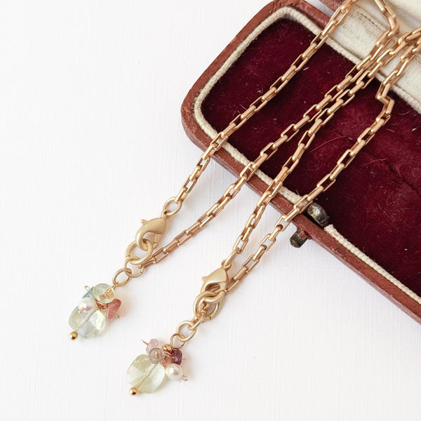 24K Gold Plated Paperclip Chain Bracelet with Crystal Charms