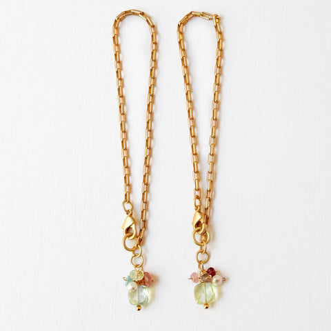 24K Gold Plated Paperclip Chain Bracelet with Crystal Charms