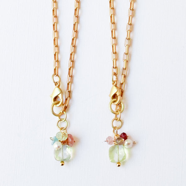 24K Gold Plated Paperclip Chain Bracelet with Crystal Charms