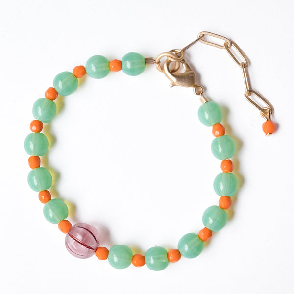 Adjustable Pastel Glass Bead Bracelet