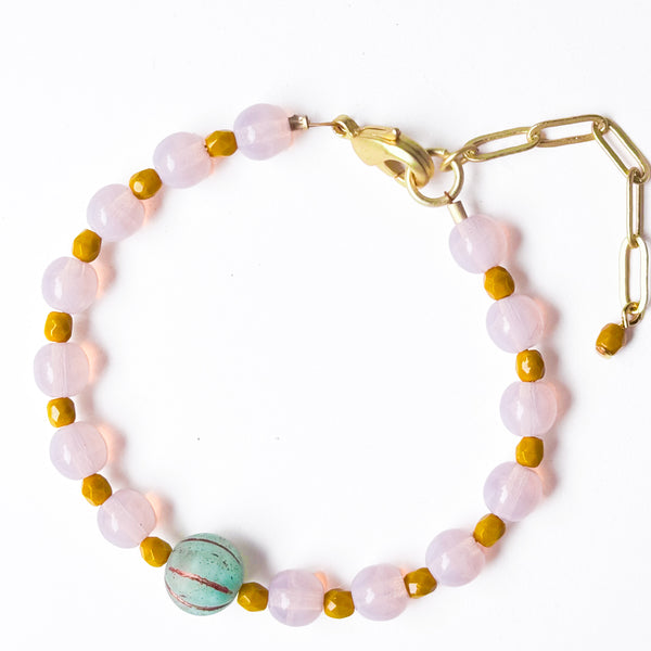 Adjustable Pastel Glass Bead Bracelet
