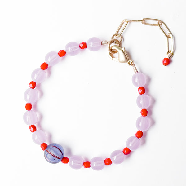 Adjustable Pastel Glass Bead Bracelet
