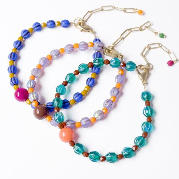 Adjustable Glass Bead Bracelet | Colorful Boho Bracelet
