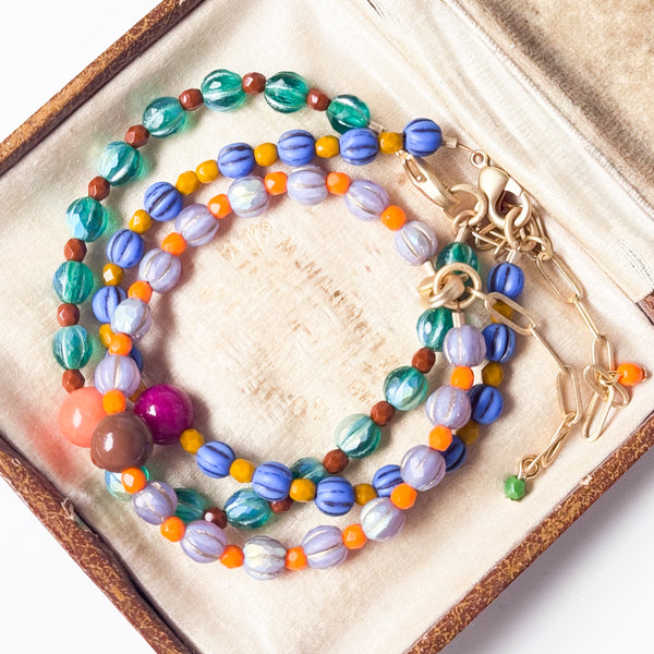 Adjustable Glass Bead Bracelet | Colorful Boho Bracelet