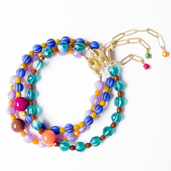 Adjustable Glass Bead Bracelet | Colorful Boho Bracelet