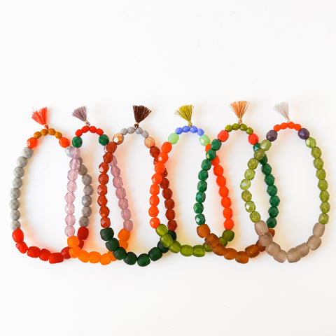 New Winter Colors – Recycled Glass Bead Stretch Bracelets