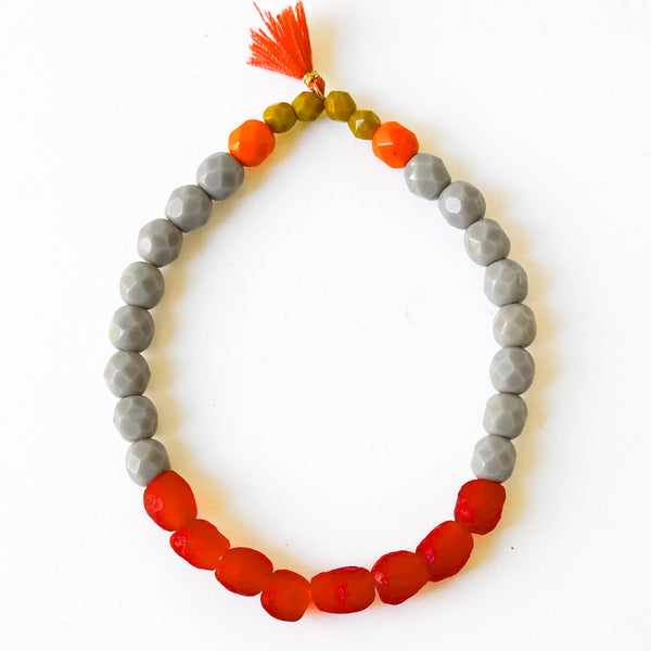 New Winter Colors – Recycled Glass Bead Stretch Bracelets