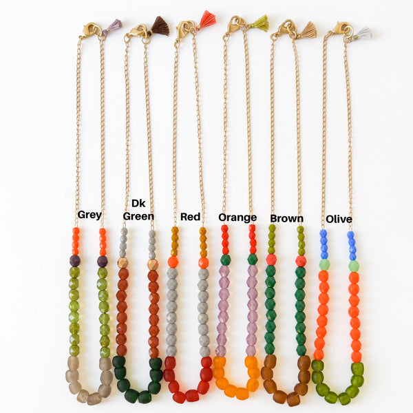 New Winter Colors – Recycled Glass Bead Necklace