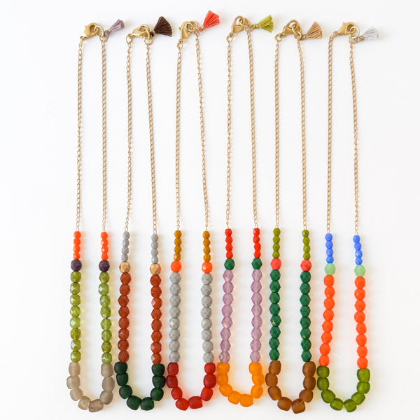 New Winter Colors – Recycled Glass Bead Necklace