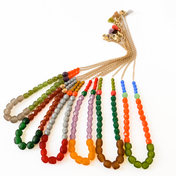 New Winter Colors – Recycled Glass Bead Necklace