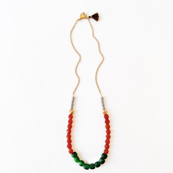 New Winter Colors – Recycled Glass Bead Necklace