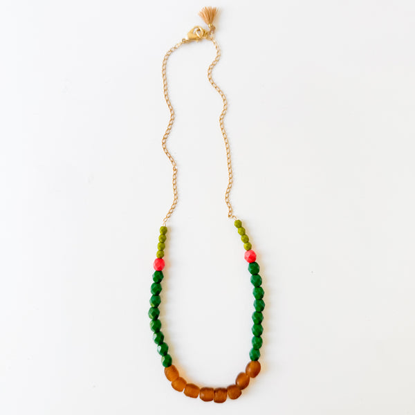 New Winter Colors – Recycled Glass Bead Necklace