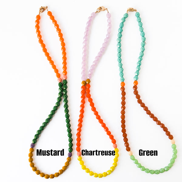 Color-Blocked Czech Glass Bead Necklace
