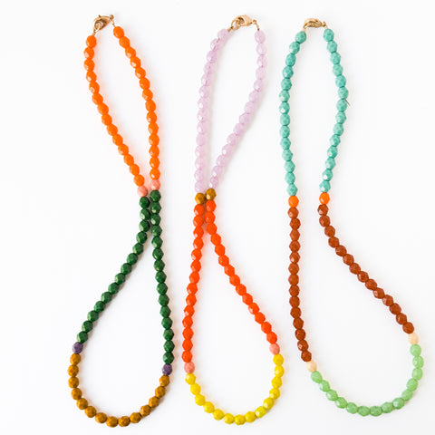 Color-Blocked Czech Glass Bead Necklace