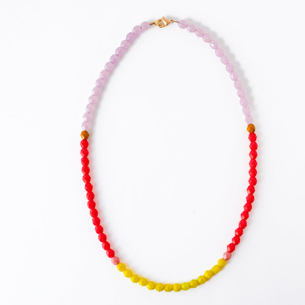 Color-Blocked Czech Glass Bead Necklace