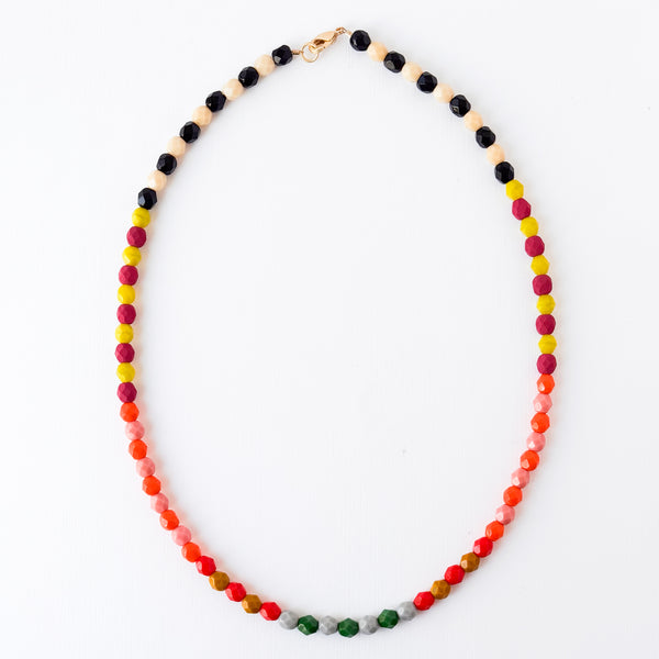 Faceted Czech Glass Bead Necklaces in Multicolor Patterns