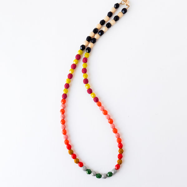 Faceted Czech Glass Bead Necklaces in Multicolor Patterns