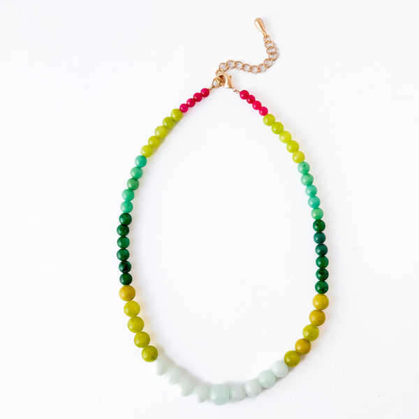 Graduated Multicolor Dyed Jade Bead Necklace