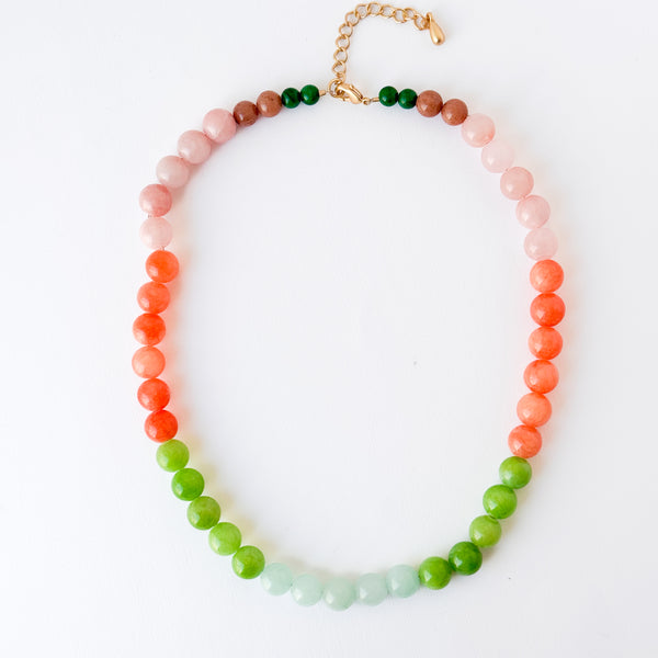 Bold Dyed Jade Necklace with Large Graduated Beads