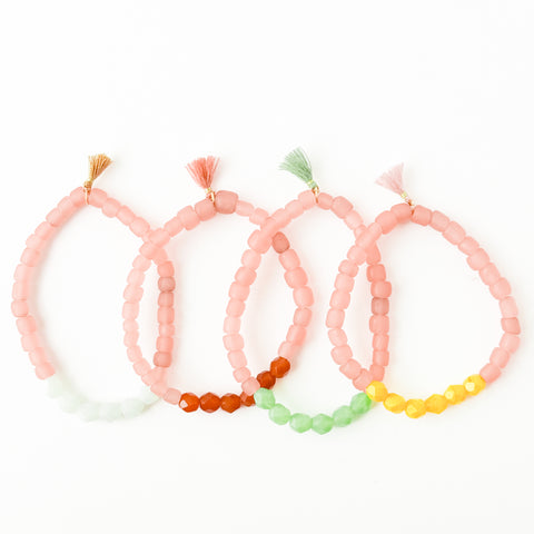 Pink Recycled African Glass And Bead Bracelet