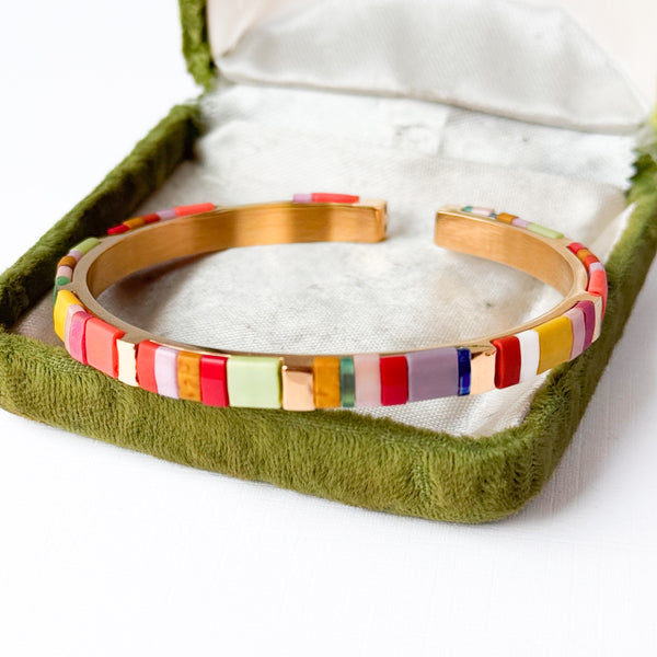 Colorful Tila Bead Adjustable Cuff Bracelet