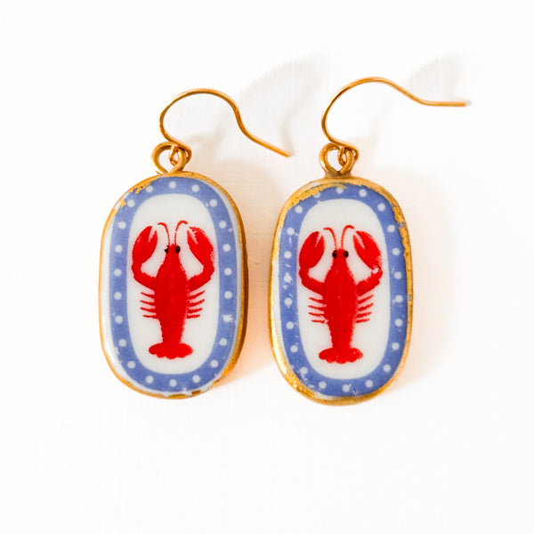 Ceramic Lobster Earrings – Nautical Summer Jewelry