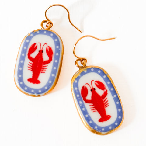 Ceramic Lobster Earrings – Nautical Summer Jewelry