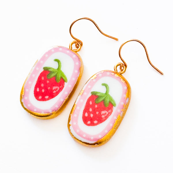 Strawberry Ceramic Earrings