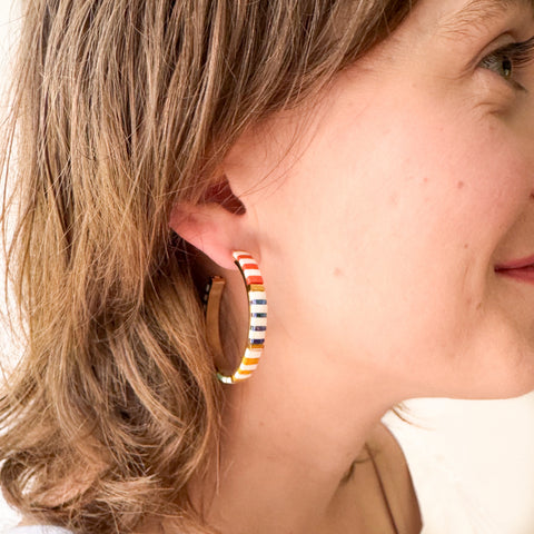Big Statement Tila Bead Hoop Earrings Gold-Plated, Handmade