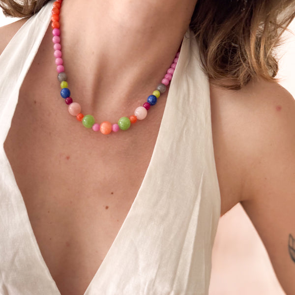 Colorful Beaded Necklace – Mixed Glass