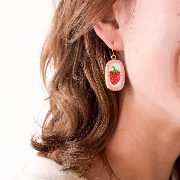 Strawberry Ceramic Earrings
