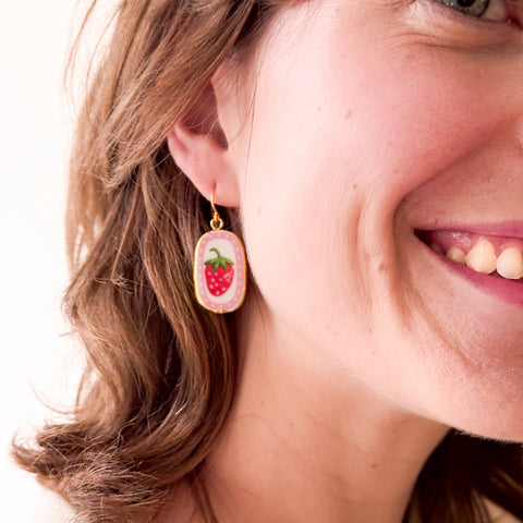 Strawberry Ceramic Earrings