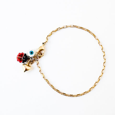 Dainty Protection Paperclip Chain Bracelet with Charms