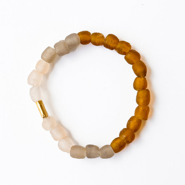 African Recycled Glass Neutral Stack Bracelet Set Of Two