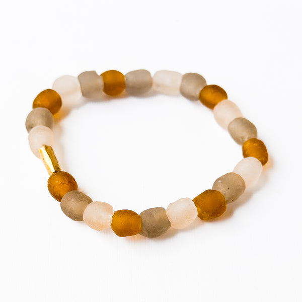African Recycled Glass Neutral Stack Bracelet Set Of Two