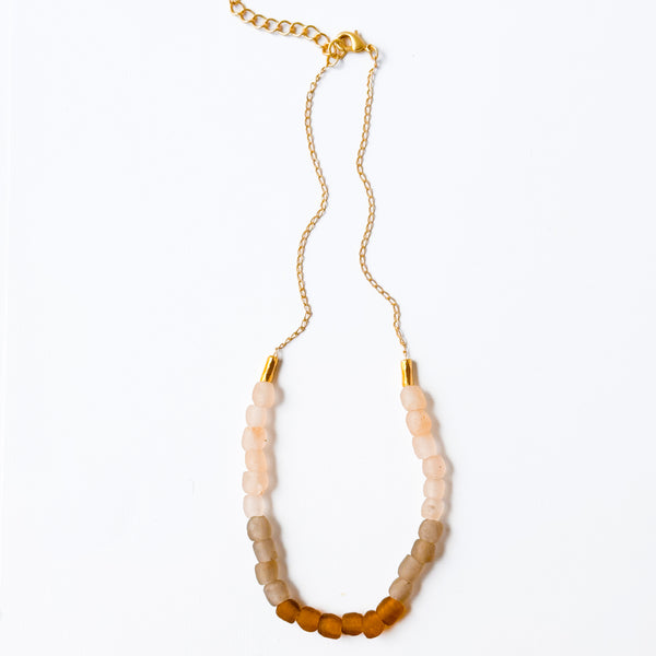 African Recycled Glass Boho Beaded Necklace