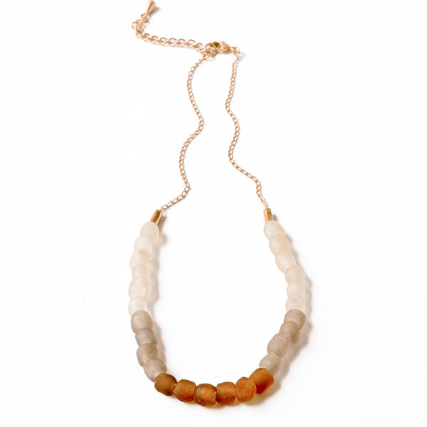 African Recycled Glass Boho Beaded Necklace