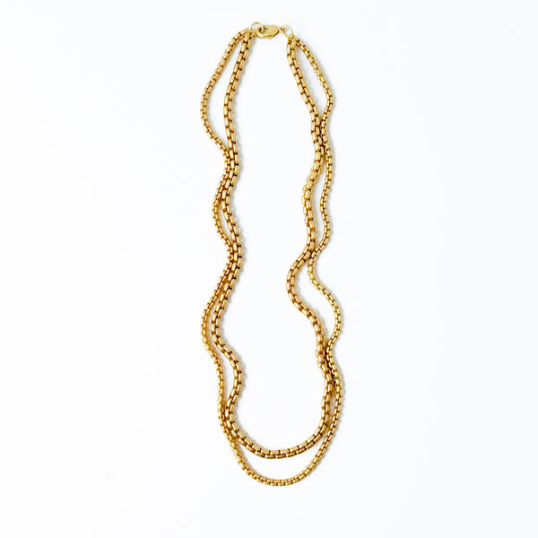 Thick Gold Double Chain Necklace Venetian Box Style Chain