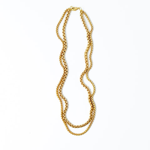 Thick Gold Double Chain Necklace Venetian Box Style Chain