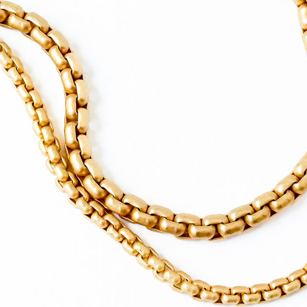 Thick Gold Double Chain Necklace Venetian Box Style Chain
