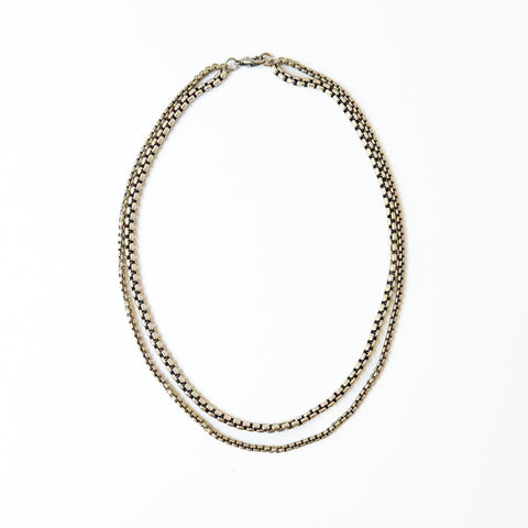 Thick Silver Double Chain Necklace – Venetian Box Chain