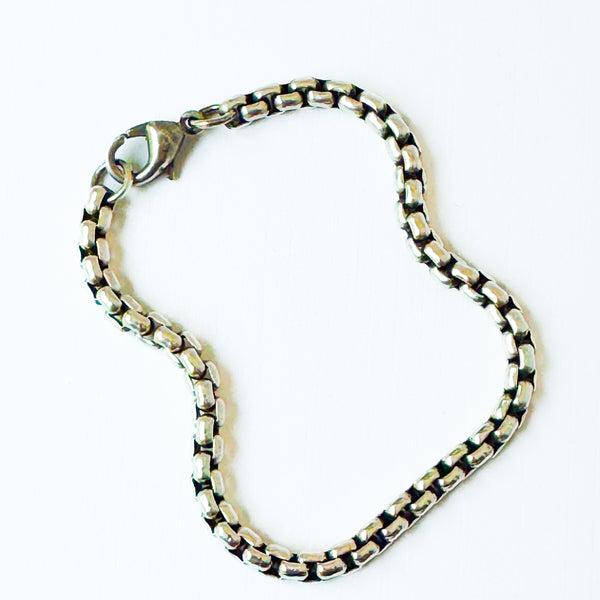 Thick Silver Adjustable Box Chain Bracelet