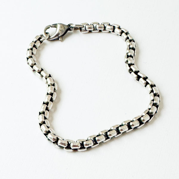 Thick Silver Adjustable Box Chain Bracelet