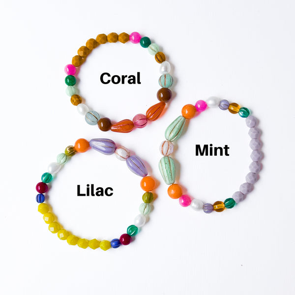 Glass Bead Stretch Bracelet | Colorful Stacking Bracelet