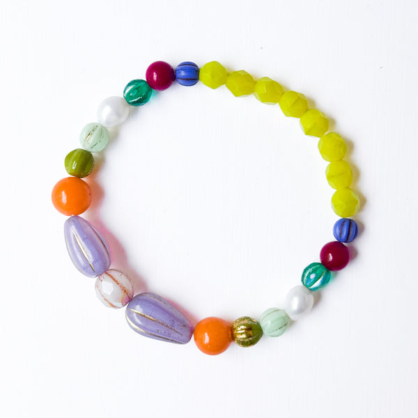 Glass Bead Stretch Bracelet | Colorful Stacking Bracelet