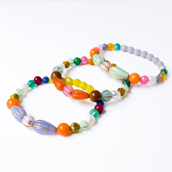 Glass Bead Stretch Bracelet | Colorful Stacking Bracelet